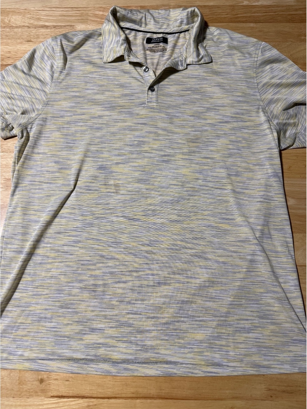 Men’s Alfani Regular Fit Polo Shirt Large Yellow Gray Space Dye